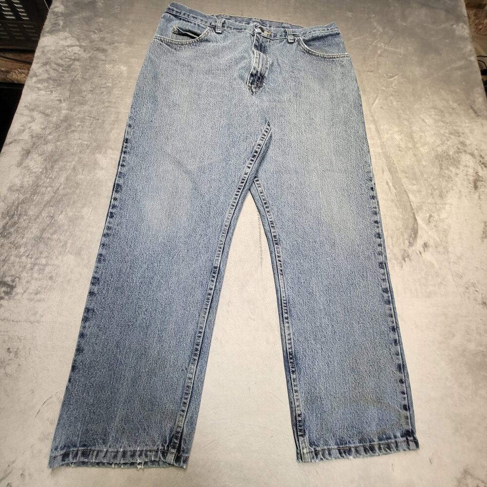 Wrangler Jeans Mens 38x29 Blue Relaxed Fit Straight Leg Light Wash Denim 97601VR